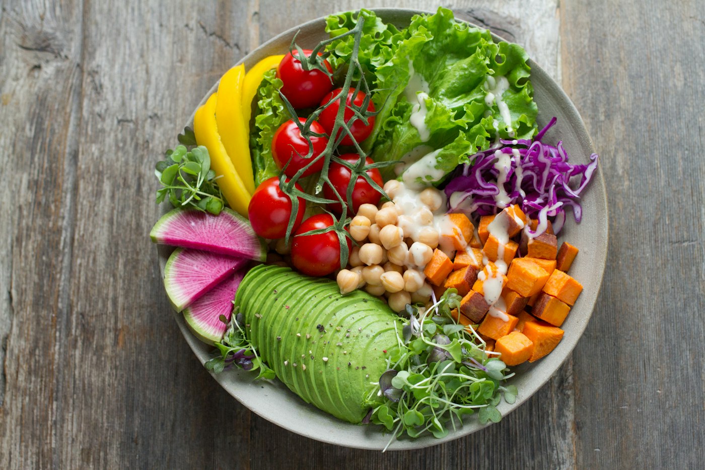 Fresh healthy salad bowl from F1Cafe
